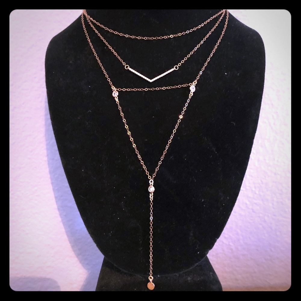 Rose gold filled cz necklace